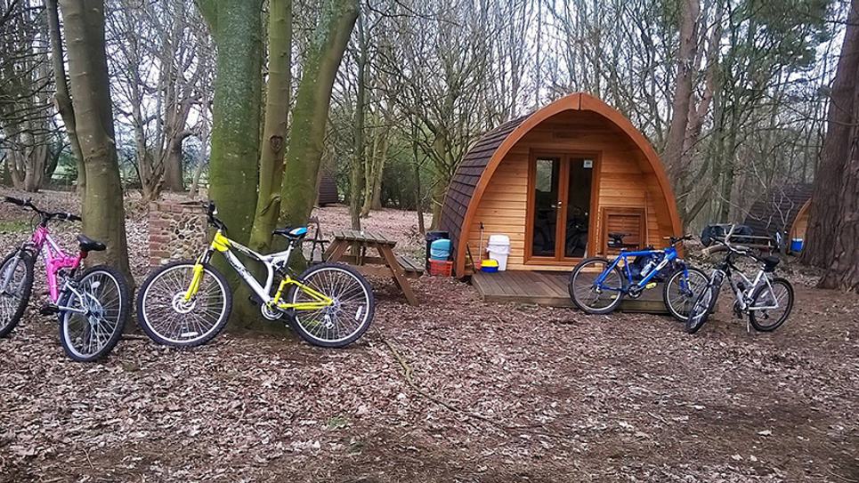 Bikes at West Stow Pods resized for blogs