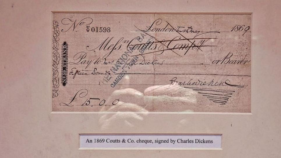 Charles Dickens signed cheque at The Angel 965x540