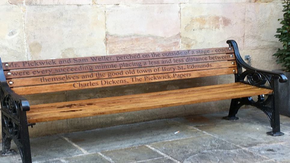 Dickens Bench Outside the Corn Exchange Bury St Edmunds