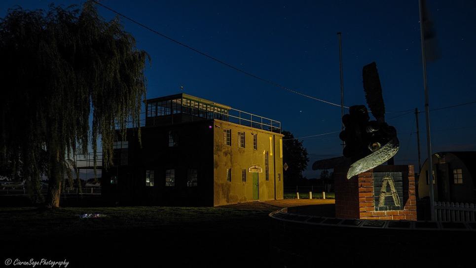 Rougham Control Tower Museum at Night Ciaran Sage 965x540