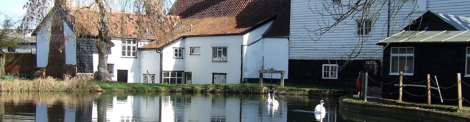 Mill rear view with swans