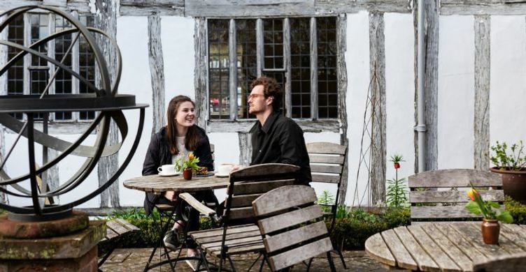 National Trust Lavenham Guildhall tearoom outside seating 750x390