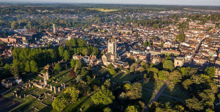 Bury St Edmunds aerial view 736x376